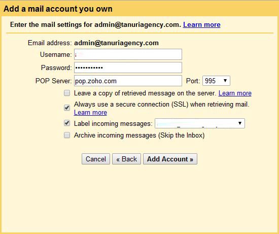 GMail Email Settings