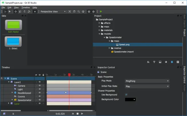 Qt 3D Studio 1.0 Screen